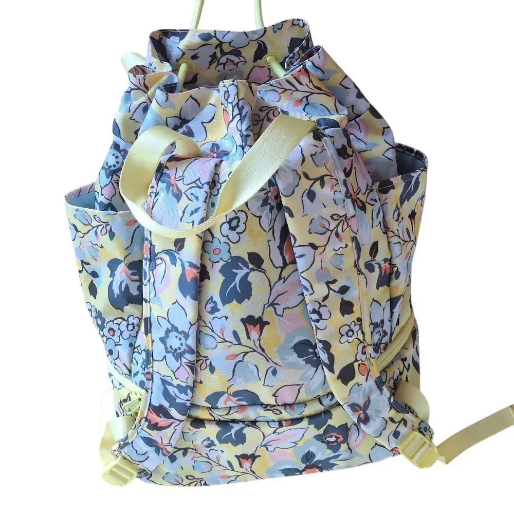 Vera Bradley Sunny Garden ReActive Backpack Sport Bag Yellow Floral Huge NWOT